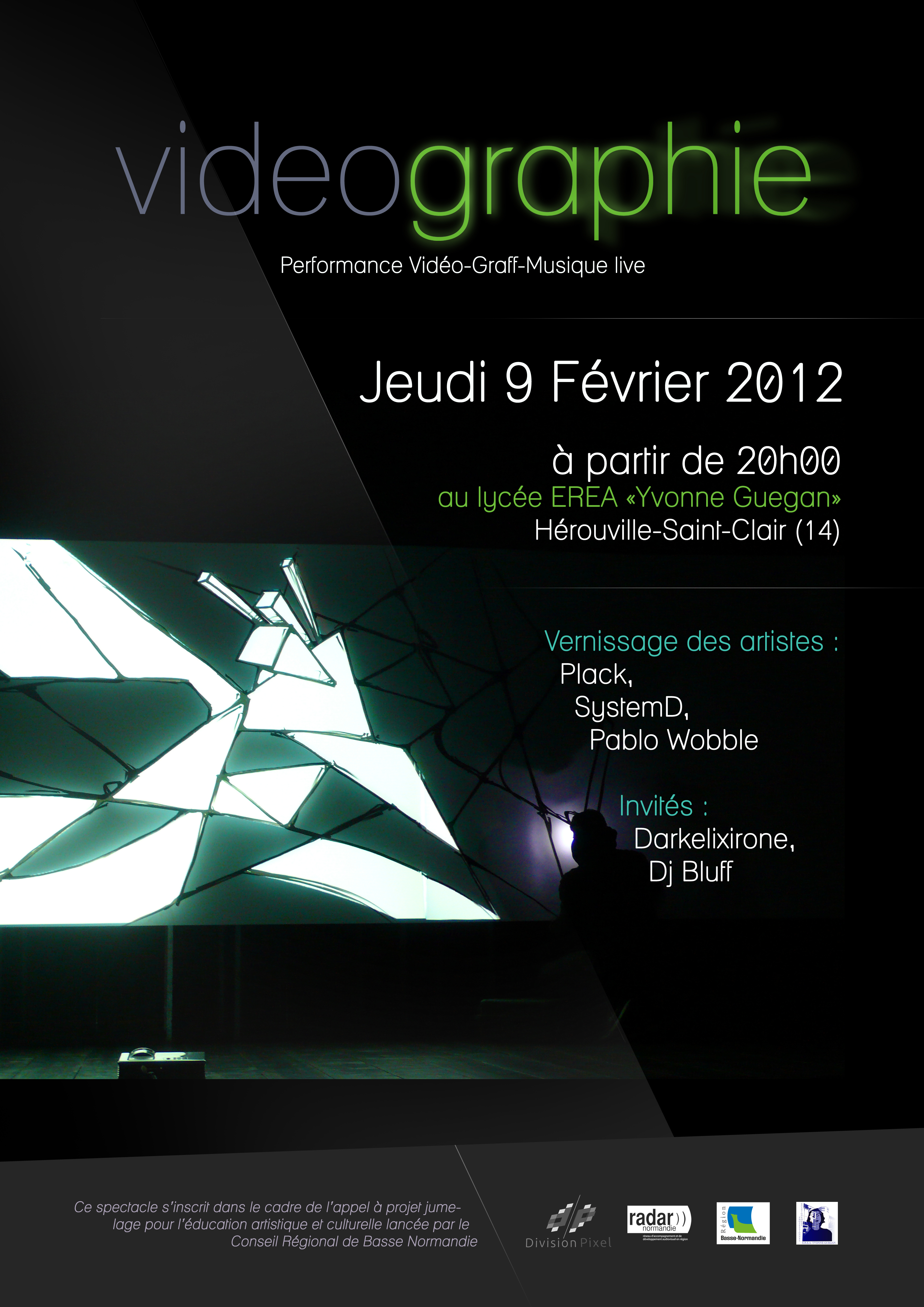 Affiche vernissage Vidéographie à l'EREA